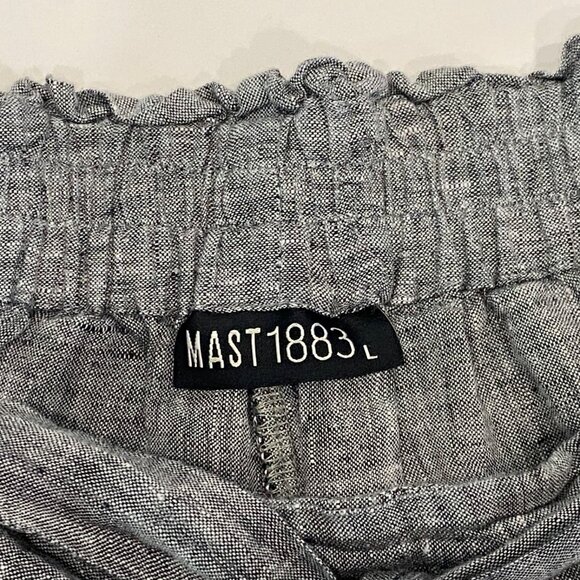 Mast 1883 Pants Womens Size L 100%  Linen Crop Wide Leg Gray High Rise Lagenlook - Picture 4 of 6